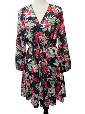 Tommy Bahama NWT Womens Sz L Lily Cat Tropical Floral Open Beach Tunic Coverup